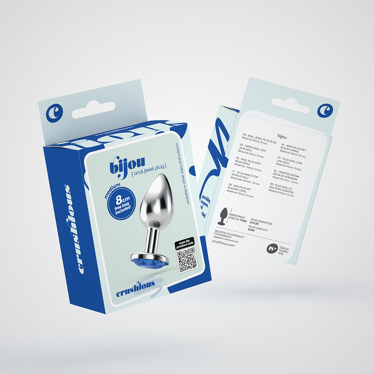 PLUG ANAL JOIA BIJOU AZUL MÉDIO CRUSHIOUS COM BOLSA AVELUDADA GRÁTIS 9