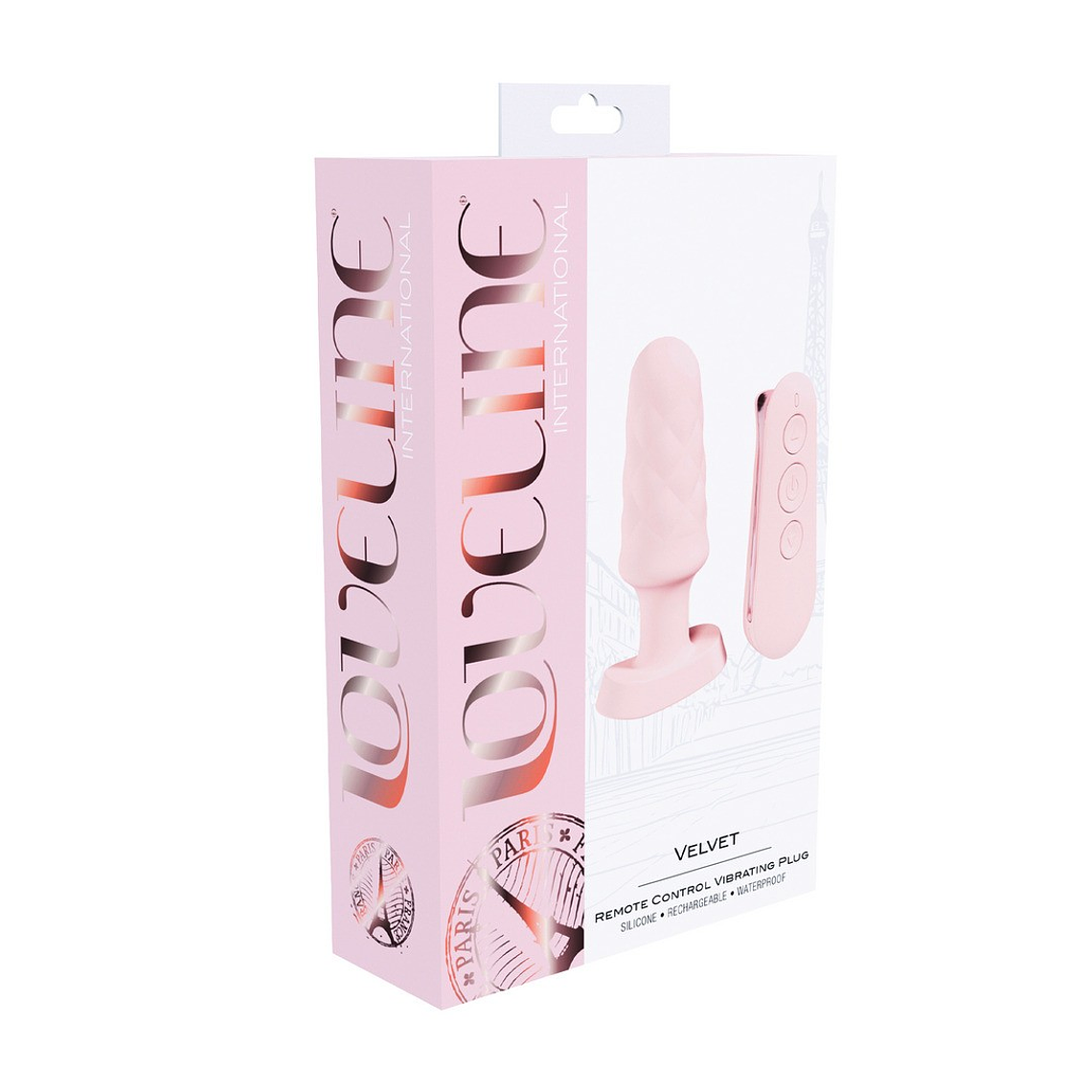 PLUG ANAL COM VIBRAÇÃO E COMANDO VELVET ROSA LOVELINE  2