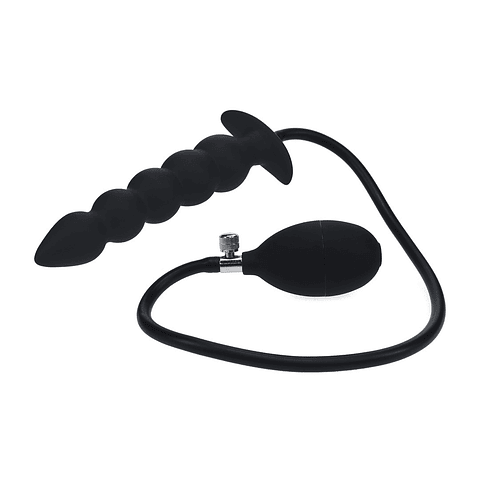 PLUG ANAL DE SIICONE INSUFLÁVEL COM PÉROLAS PRETO LEVELZ