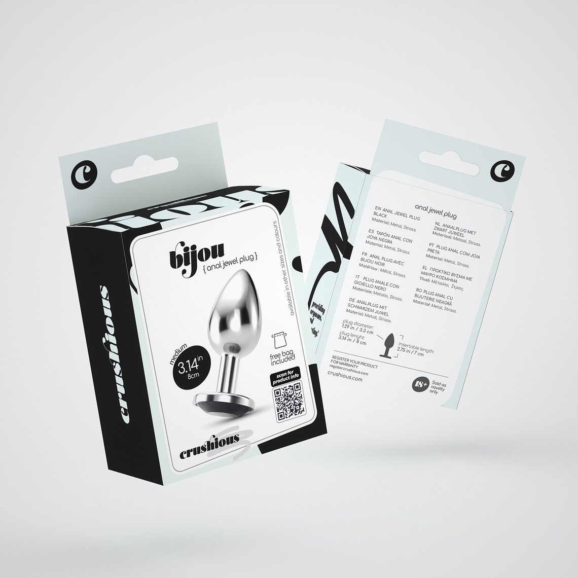 PLUG ANAL JOIA BIJOU PRETO MÉDIO CRUSHIOUS COM BOLSA AVELUDADA GRÁTIS 8