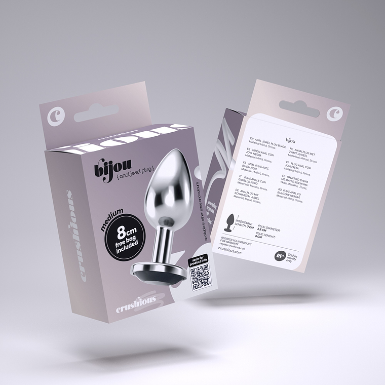 PLUG ANAL JOIA BIJOU PRETO MÉDIO CRUSHIOUS COM BOLSA AVELUDADA GRÁTIS 9