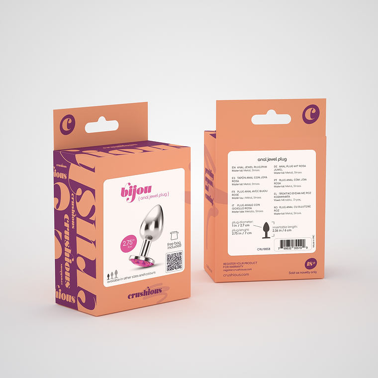PLUG ANAL JOIA BIJOU ROSA PEQUENO CRUSHIOUS COM BOLSA AVELUDADA GRÁTIS 7