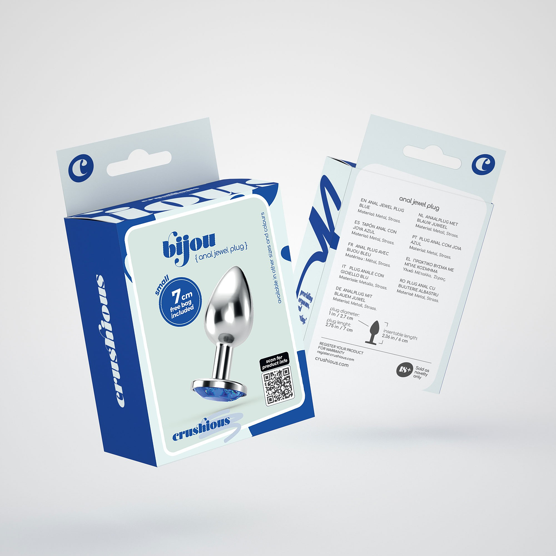 PLUG ANAL JOIA BIJOU AZUL PEQUENO CRUSHIOUS COM BOLSA AVELUDADA GRÁTIS 9