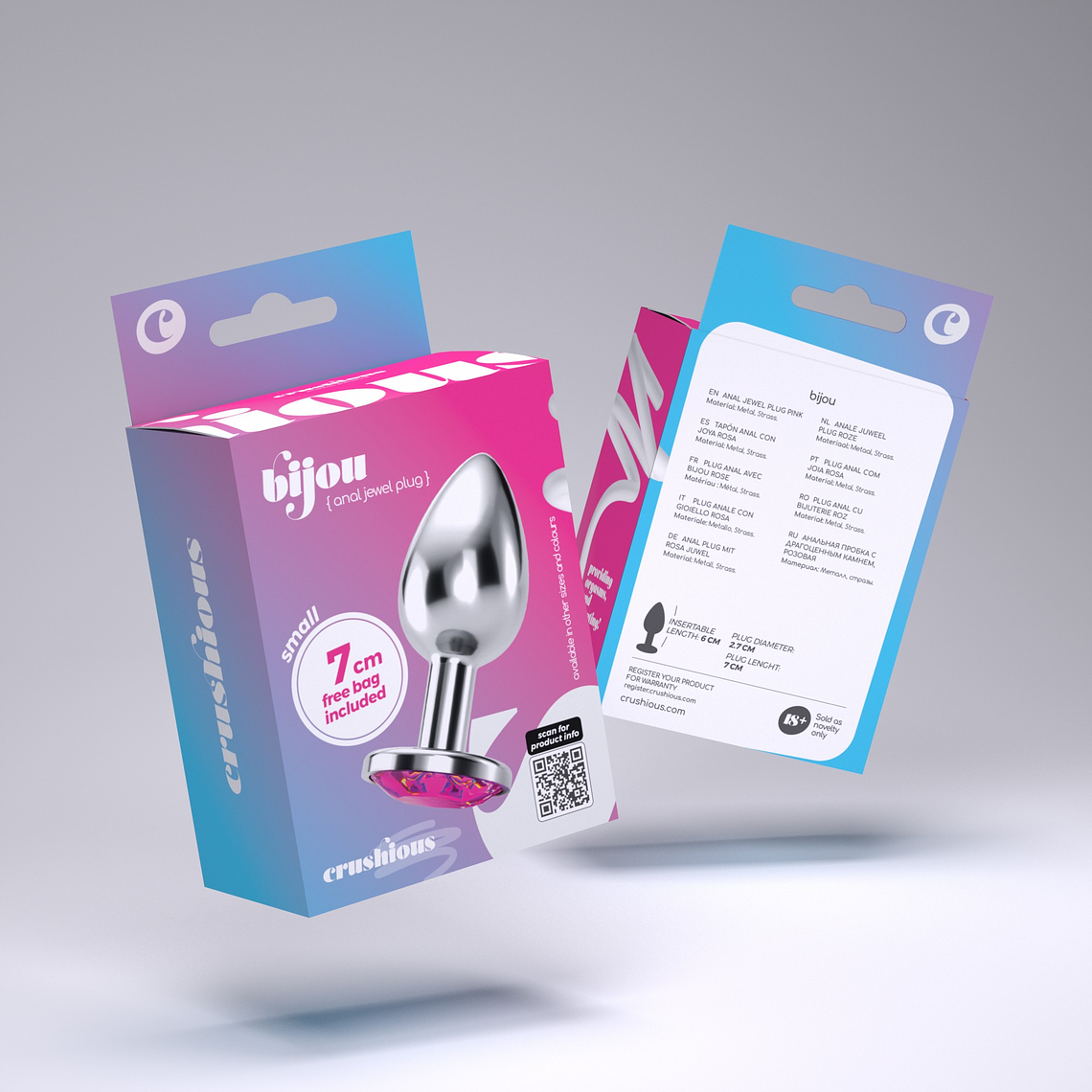 PLUG ANAL JOIA BIJOU ROSA PEQUENO CRUSHIOUS COM BOLSA AVELUDADA GRÁTIS 10