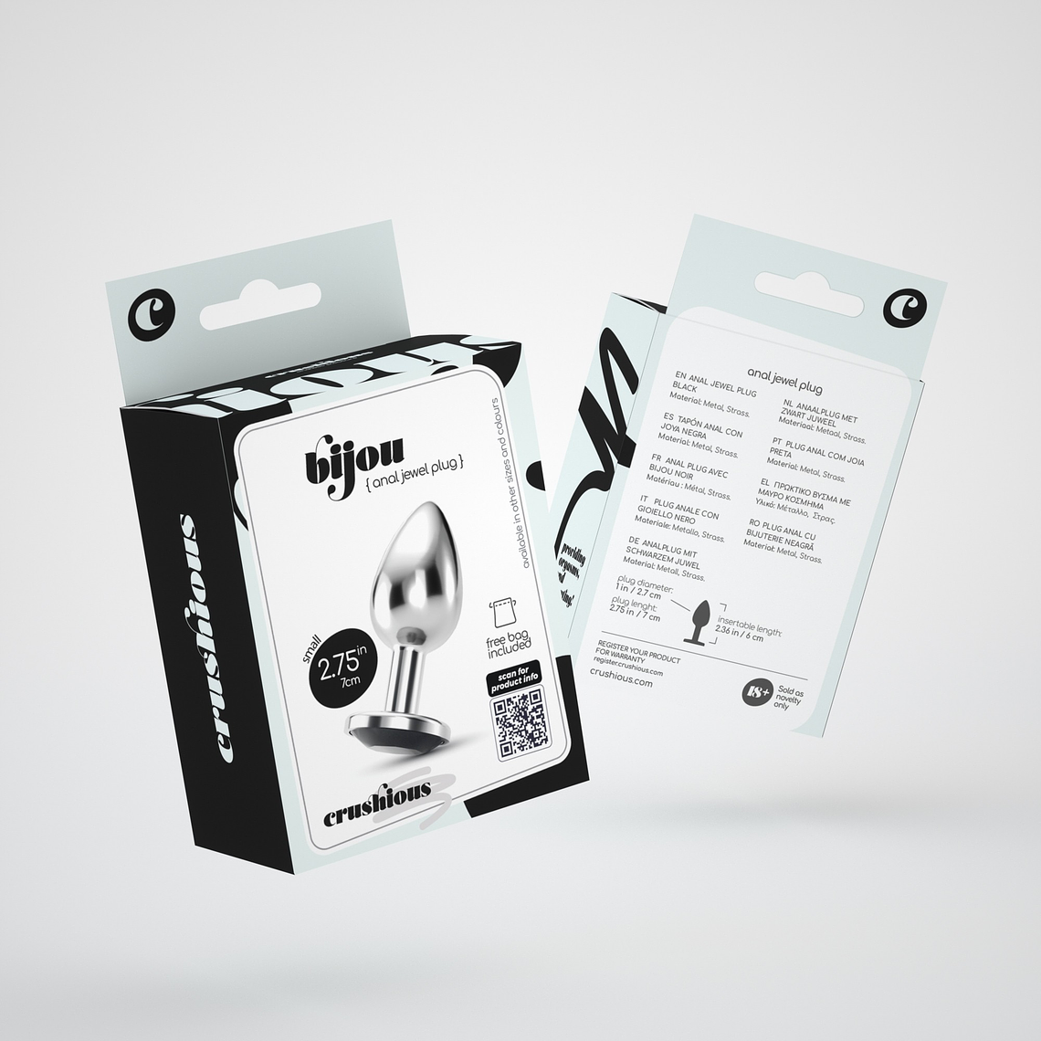 PLUG ANAL JOIA BIJOU PRETO PEQUENO CRUSHIOUS COM BOLSA AVELUDADA GRÁTIS 8