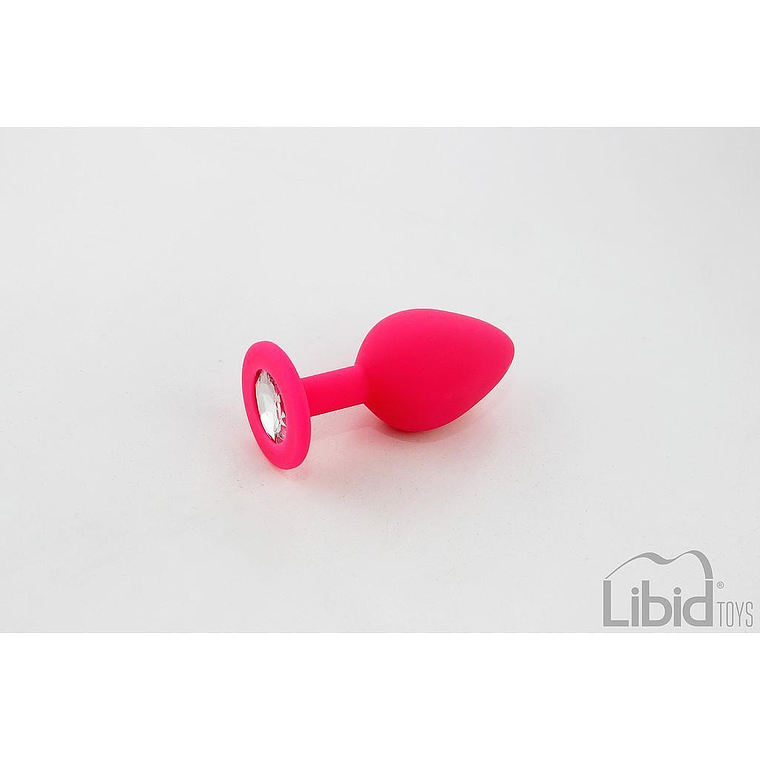 PLUG ANAL DE SILICONE COM JOIA ROSA CANDY LUST 2