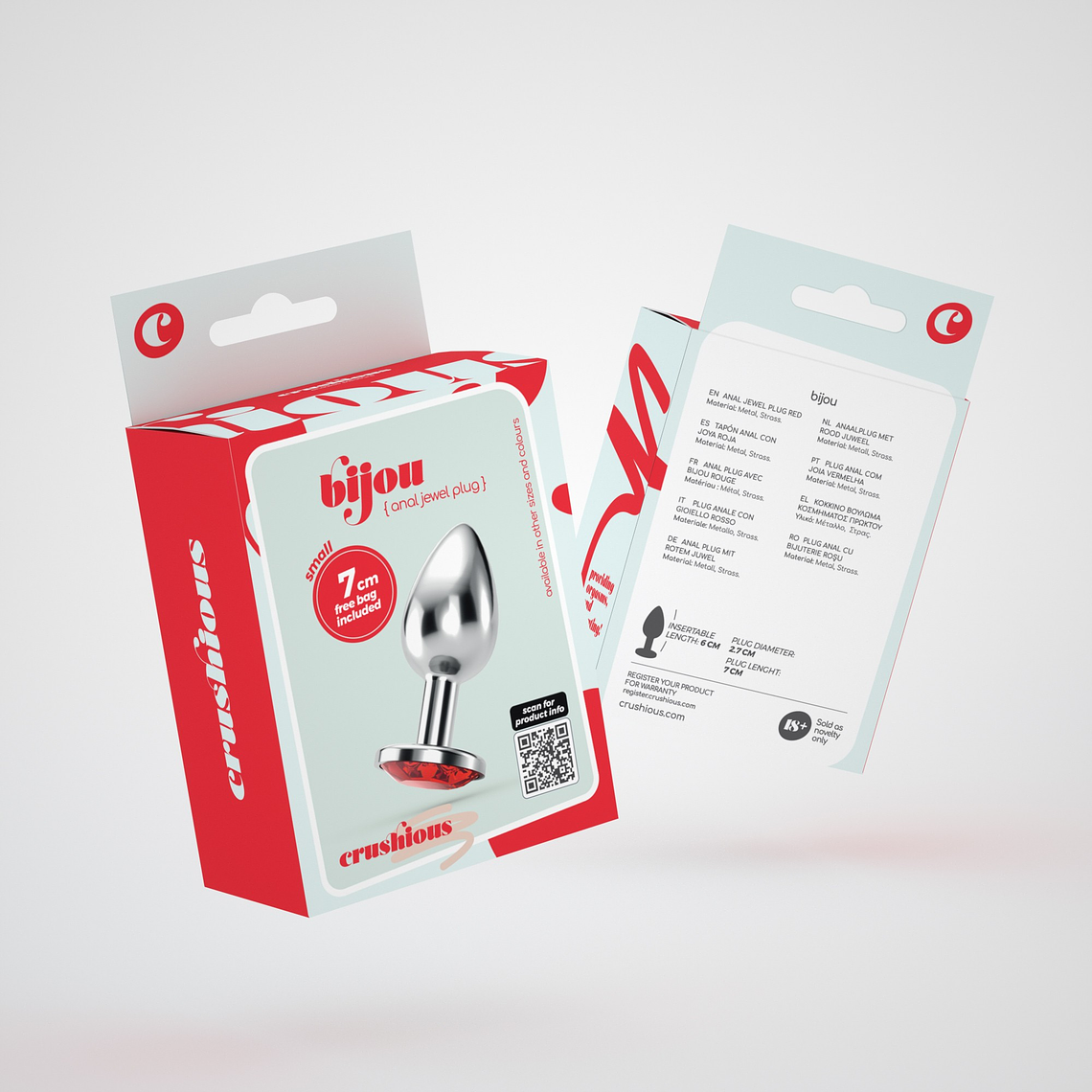 PLUG ANAL JOIA BIJOU VERMELHO PEQUENO CRUSHIOUS COM BOLSA AVELUDADA GRÁTIS 9