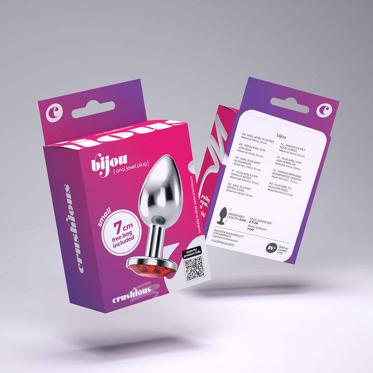 PLUG ANAL JOIA BIJOU VERMELHO PEQUENO CRUSHIOUS COM BOLSA AVELUDADA GRÁTIS 10
