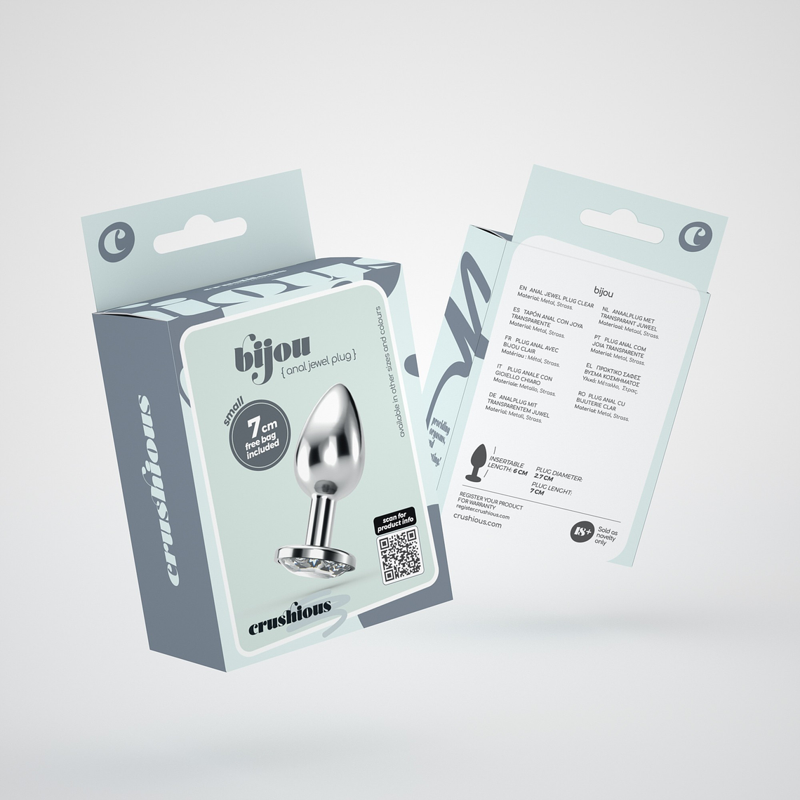 PLUG ANAL JOIA BIJOU TRANSPARENTE PEQUENO CRUSHIOUS COM BOLSA AVELUDADA GRÁTIS 9