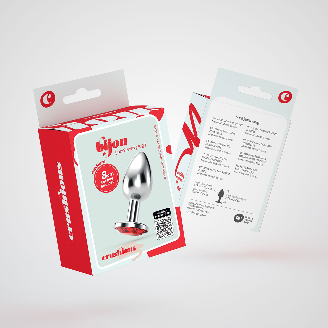 PLUG ANAL JOIA BIJOU VERMELHO MÉDIO CRUSHIOUS COM BOLSA AVELUDADA GRÁTIS 8