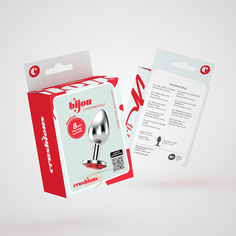 PLUG ANAL JOIA BIJOU VERMELHO MÉDIO CRUSHIOUS COM BOLSA AVELUDADA GRÁTIS 8