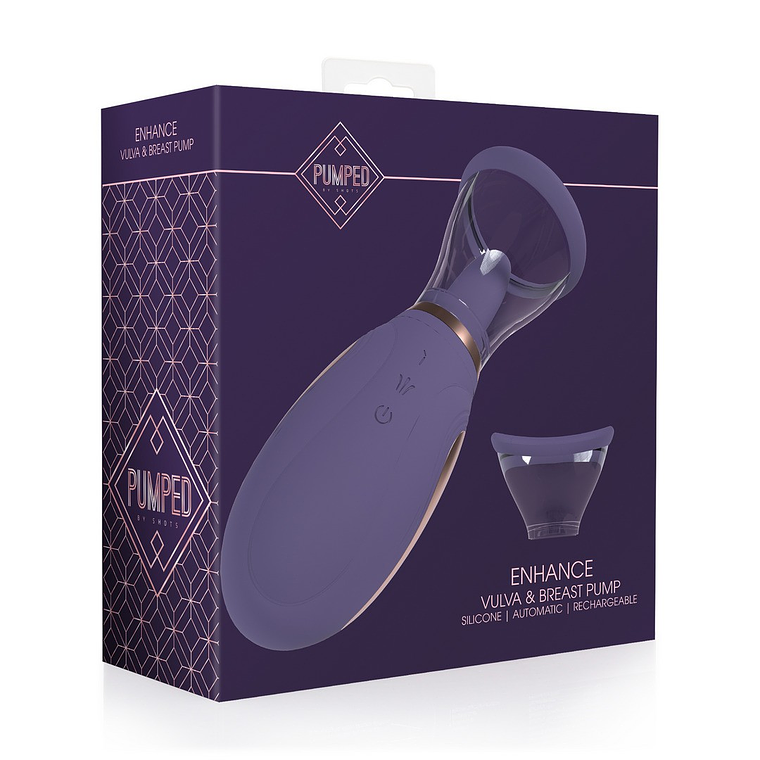 BOMBA RECARREGÁVEL PARA VULVA E SEIOS ENHANCE ROXO PUMPED 2