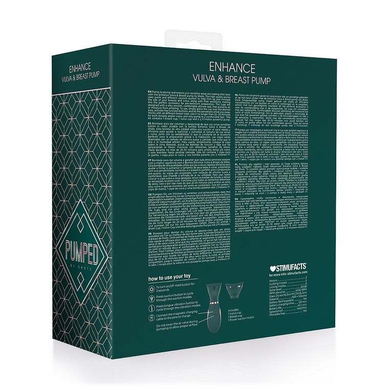 BOMBA RECARREGÁVEL PARA VULVA E SEIOS ENHANCE FOREST GREEN PUMPED 3