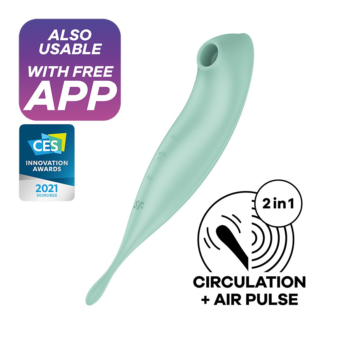 VIBRADOR TWIRLING PRO SATISFYER COM APLICAÇÃO CONNECT MENTA 1