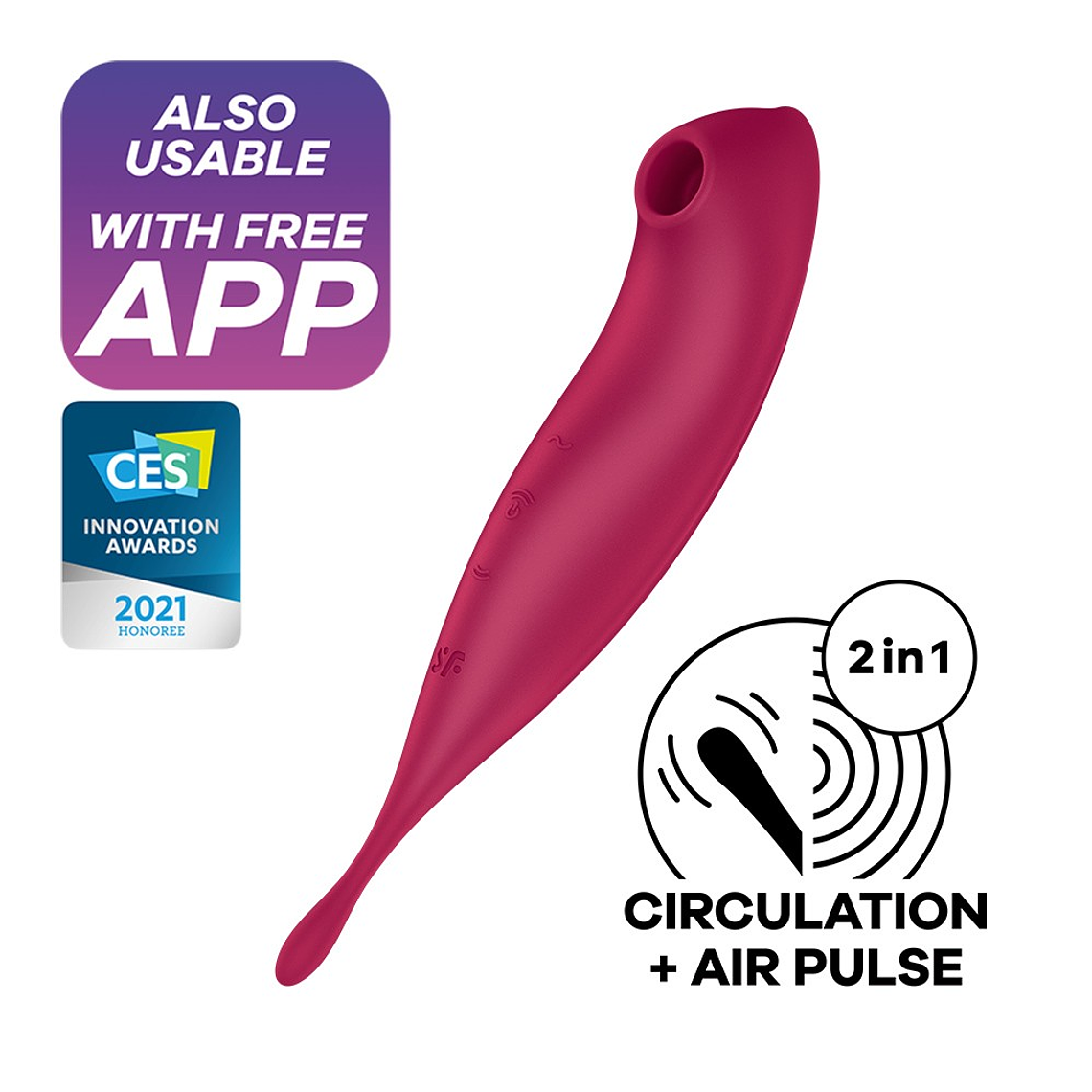 VIBRADOR TWIRLING PRO SATISFYER COM APLICAÇÃO CONNECT VERMELHO 1