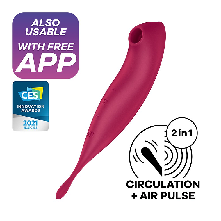 VIBRADOR TWIRLING PRO SATISFYER COM APLICAÇÃO CONNECT VERMELHO 1