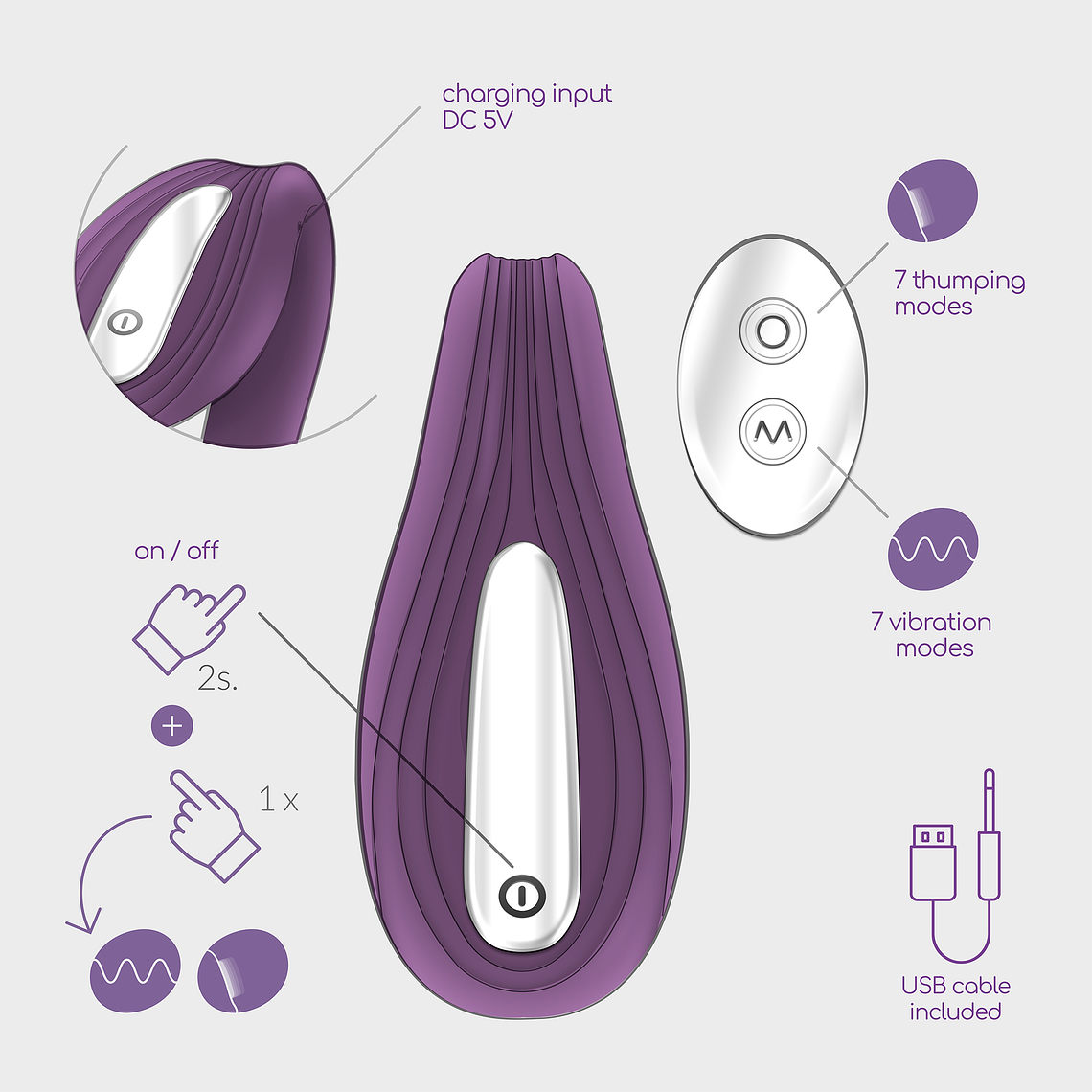 VIBRADOR RECARREGÁVEL COM COMANDO PLEASURISER E OFERTA DE LUBRIFICANTE À BASE DE ÁGUA CRUSHIOUS 3