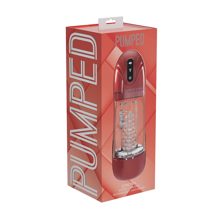 BOMBA DE MASTURBAÇÃO COM SUCÇÃO E VIBRAÇÃO SONICPULL MULTIMEDIA ENHANCED METALLIC RED PUMPED 2
