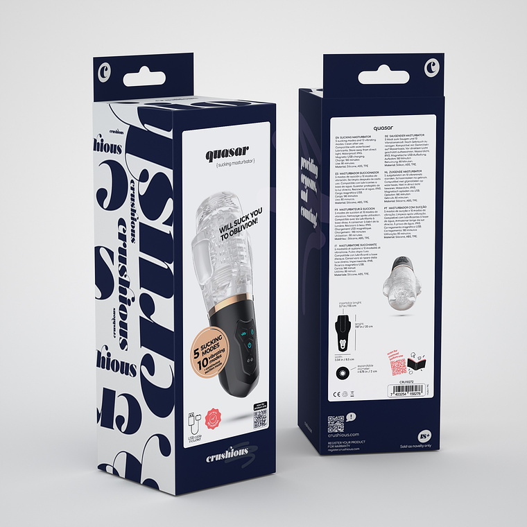QUASAR MASTURBADOR RECARREGÁVEL COM SUCÇÃO CRUSHIOUS 12