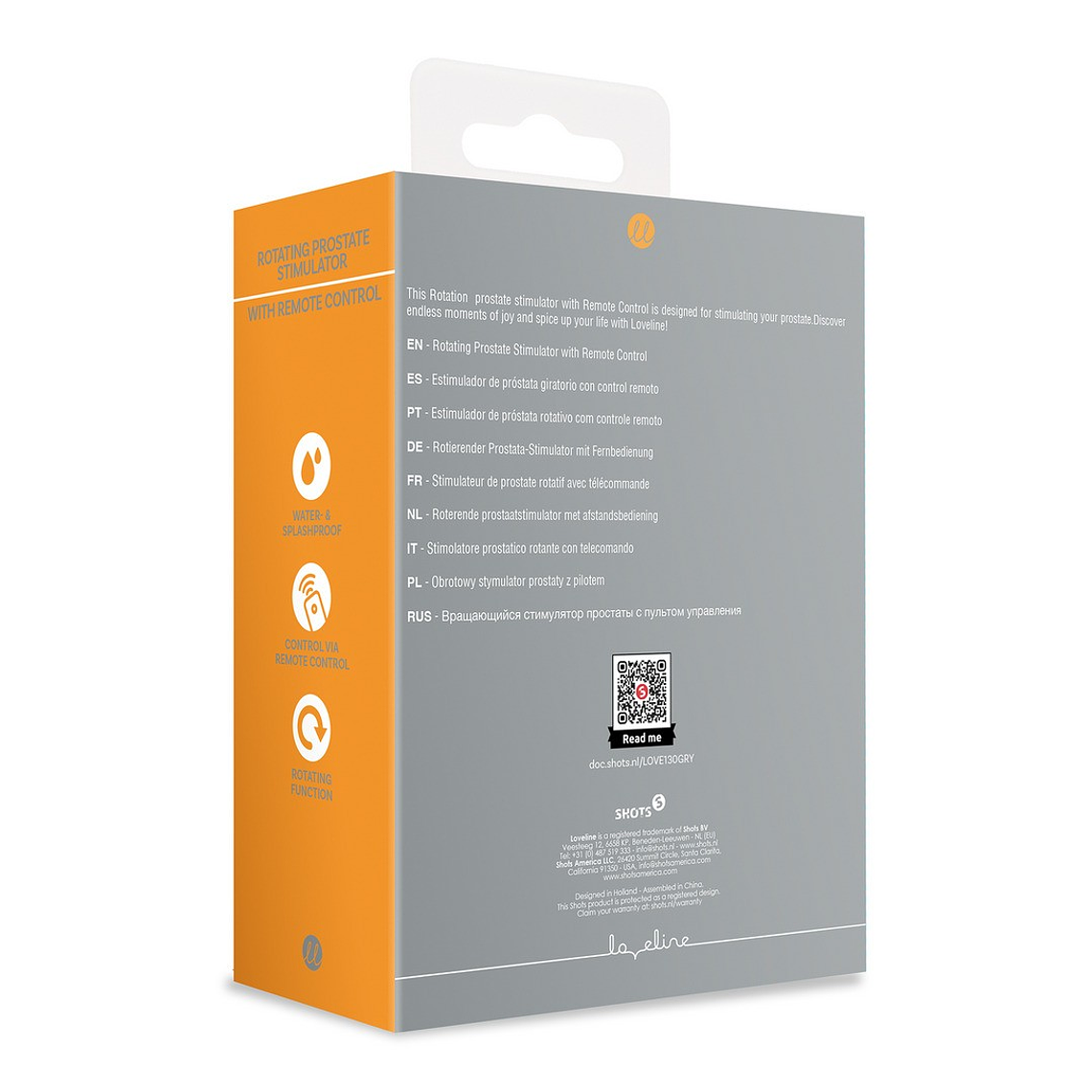 ESTIMULADOR DE PRÓSTATA COM ROTAÇÃO E COMANDO CINZENTO LOVELINE 3