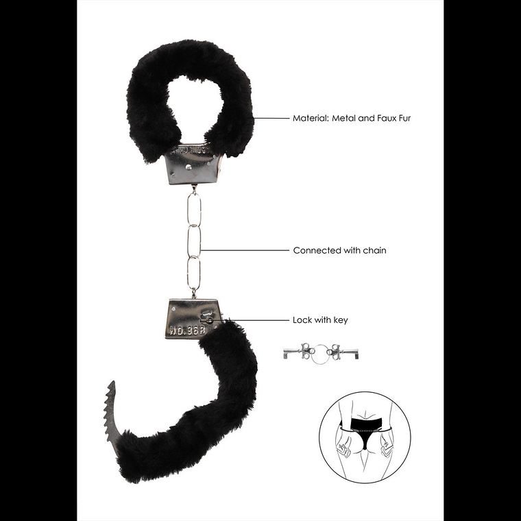ALGEMAS COM PELUCHE BEGINNER'S FURRY HANDCUFFS PRETAS 6