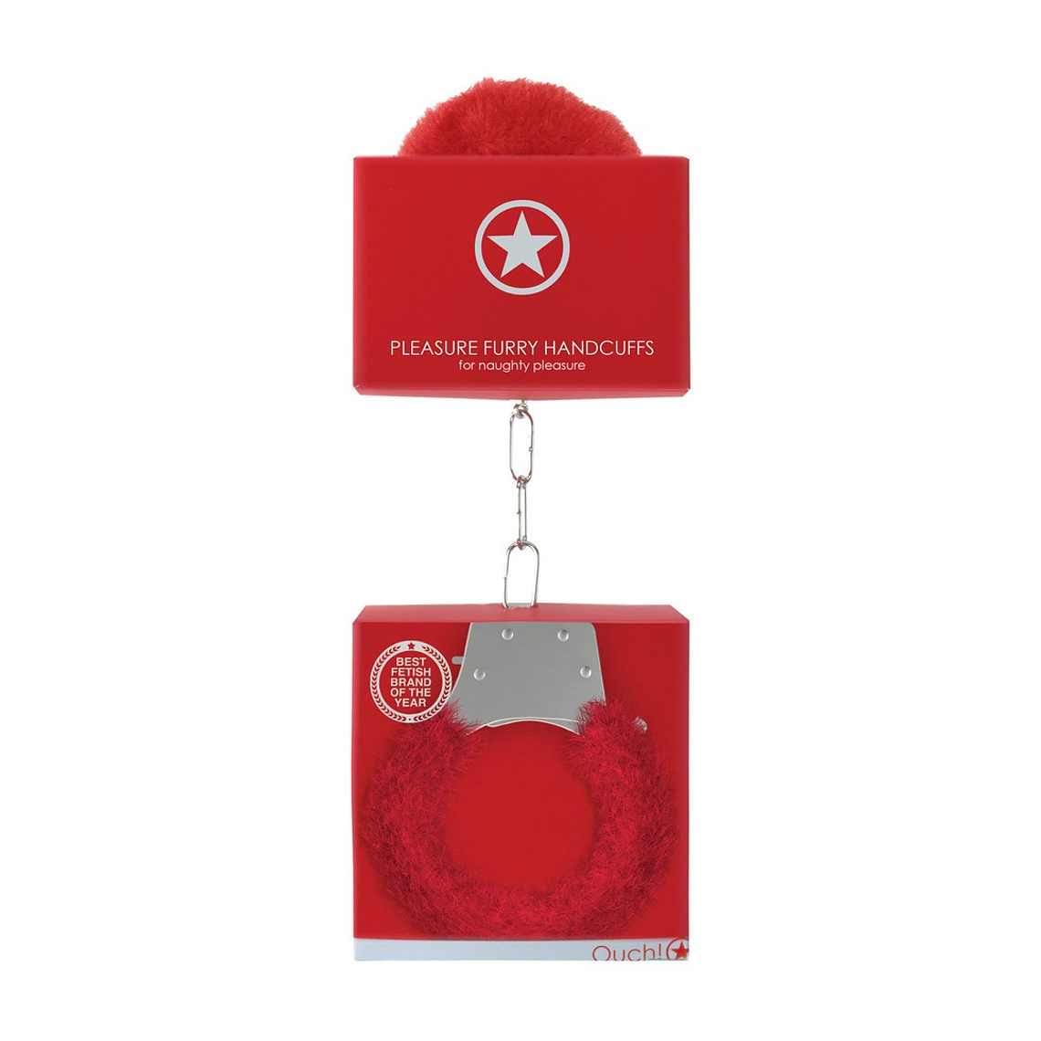ALGEMAS COM PELUCHE PLEASURE FURRY HANDCUFFS VERMELHAS 2
