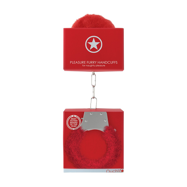 ALGEMAS COM PELUCHE PLEASURE FURRY HANDCUFFS VERMELHAS 2
