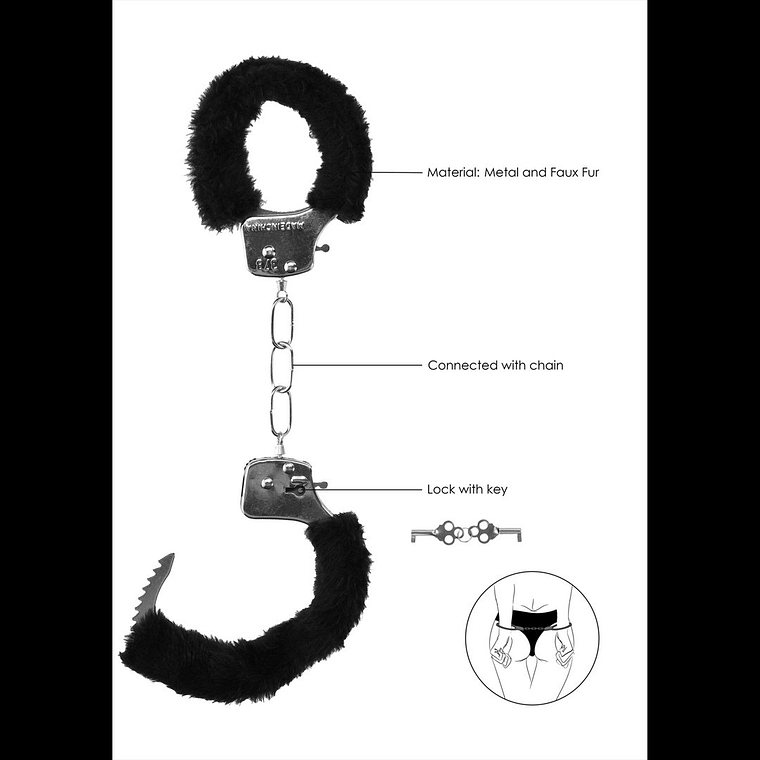 ALGEMAS COM PELUCHE PLEASURE FURRY HANDCUFFS PRETAS 6