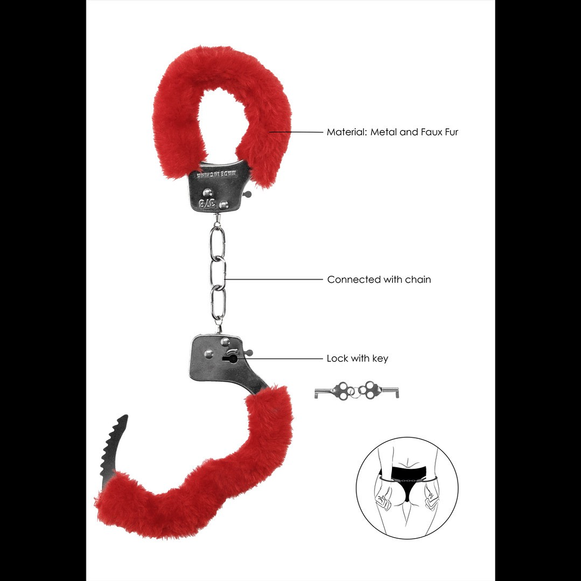 ALGEMAS COM PELUCHE PLEASURE FURRY HANDCUFFS VERMELHAS 6