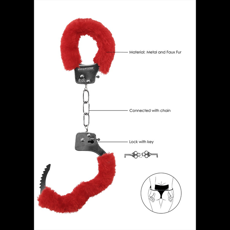 ALGEMAS COM PELUCHE PLEASURE FURRY HANDCUFFS VERMELHAS 6