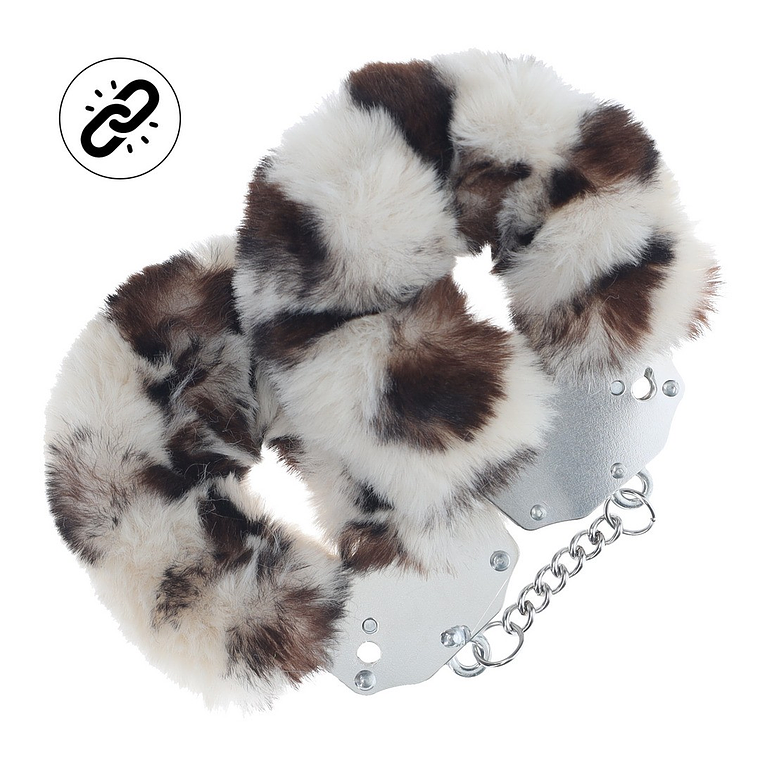 ALGEMAS COM PELÚCIA HEAVY-DUTY FLUFFY SNOW LEOPARD OUCH!  1