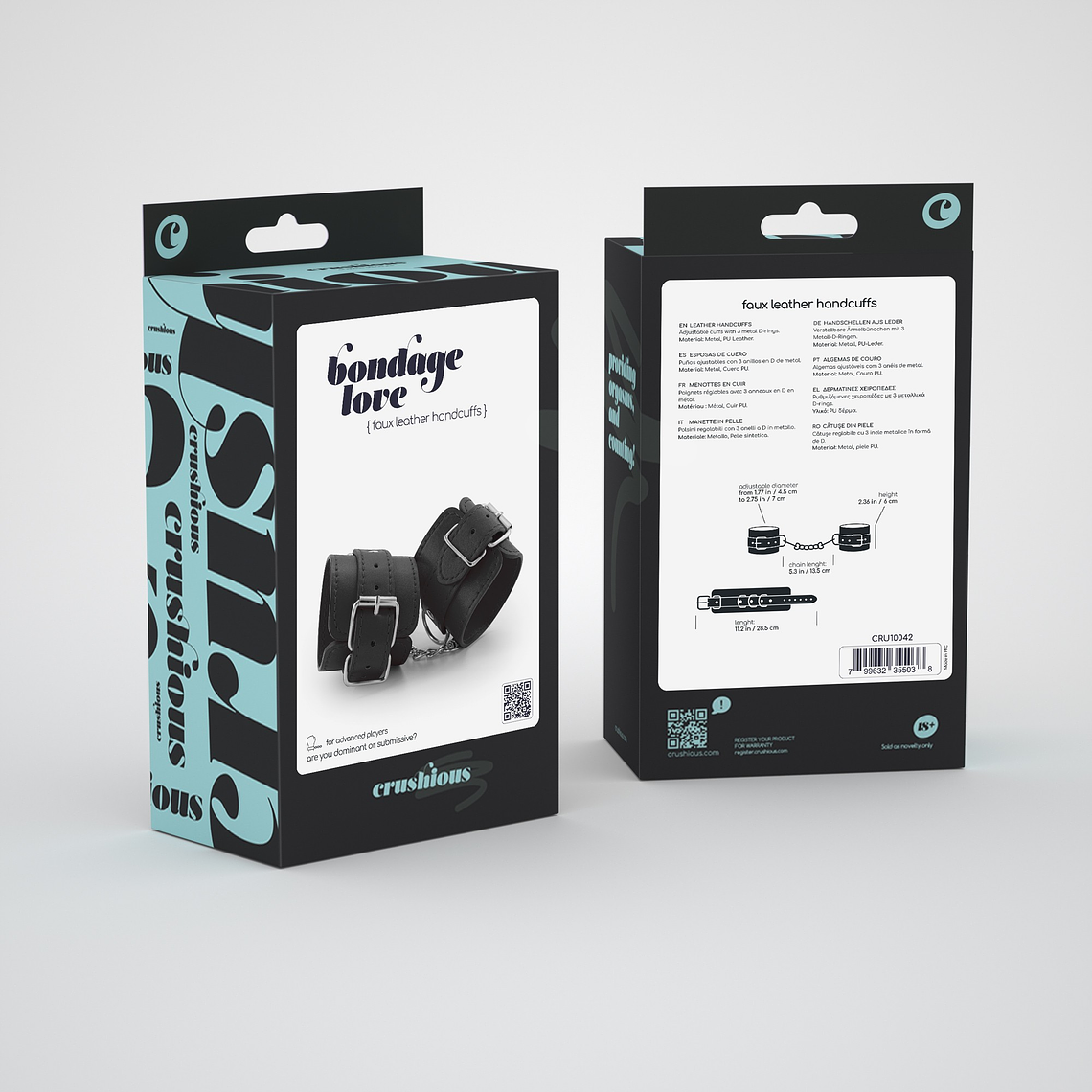 ALGEMAS DE COURO BONDAGE LOVE CRUSHIOUS PRETAS 7