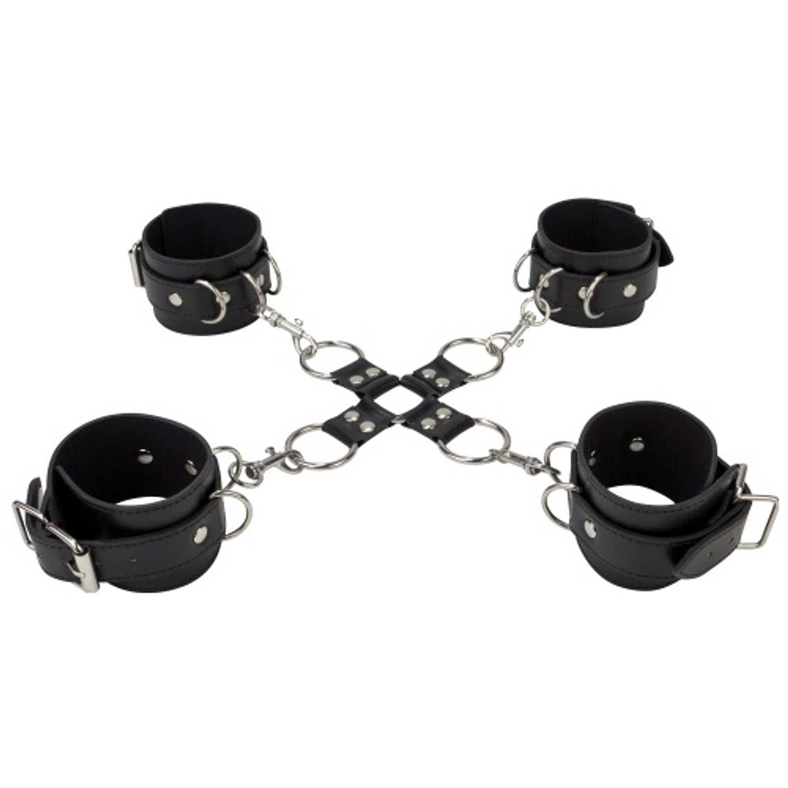 ALGEMAS PARA OS PULSOS E TORNOZELOS OUCH! LEATHER HAND AND LEG CUFFS PRETAS 3
