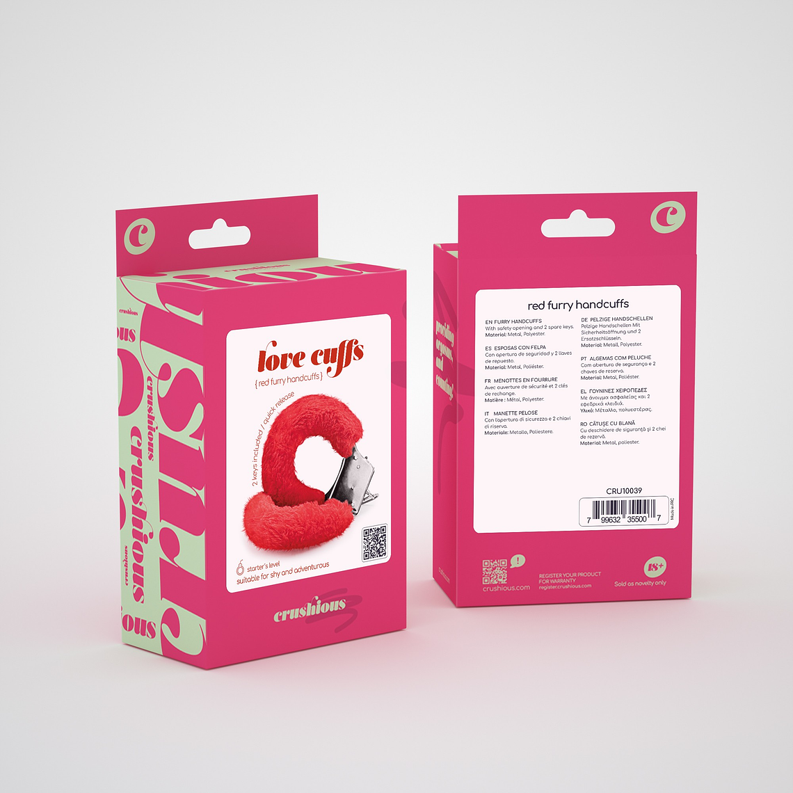 ALGEMAS DE PELUCHE LOVE CUFFS CRUSHIOUS VERMELHAS 6