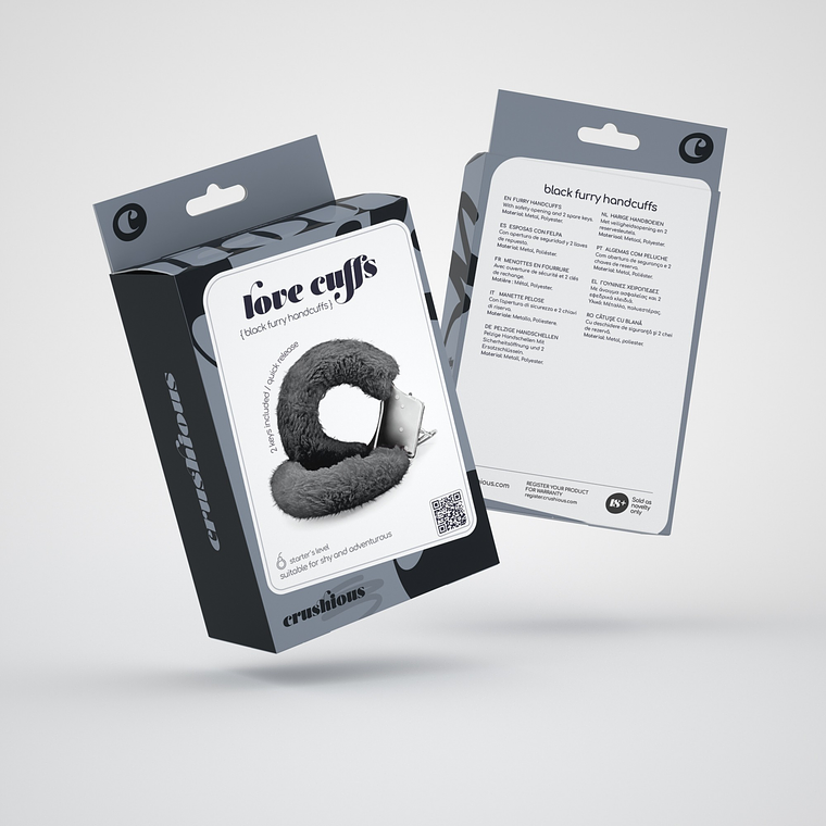 ALGEMAS DE PELUCHE LOVE CUFFS CRUSHIOUS PRETAS 7