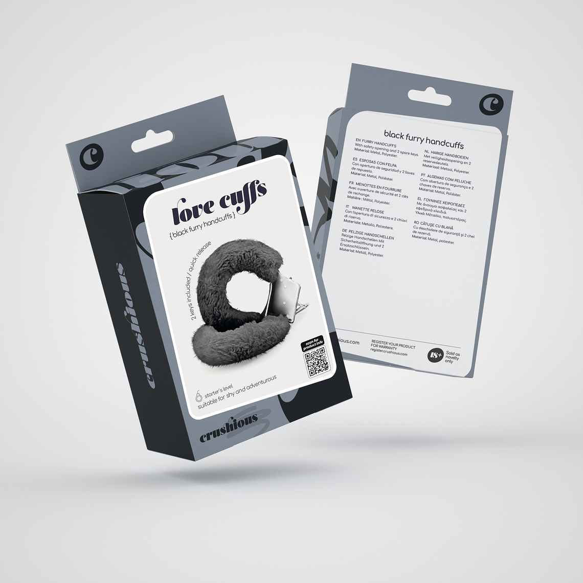 ALGEMAS DE PELUCHE LOVE CUFFS CRUSHIOUS PRETAS 8