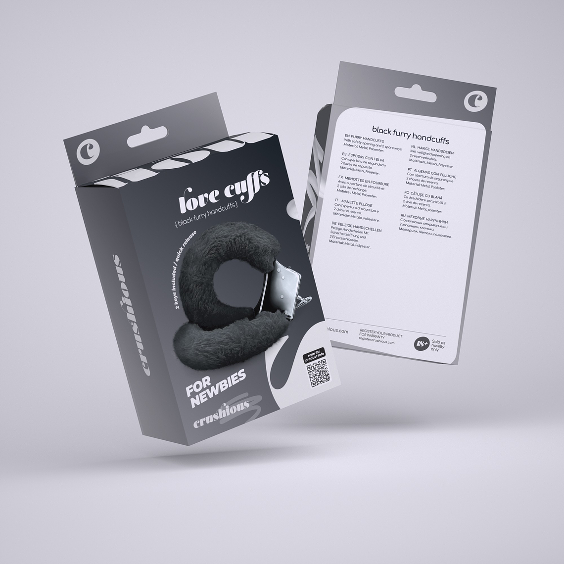 ALGEMAS DE PELUCHE LOVE CUFFS CRUSHIOUS PRETAS 9