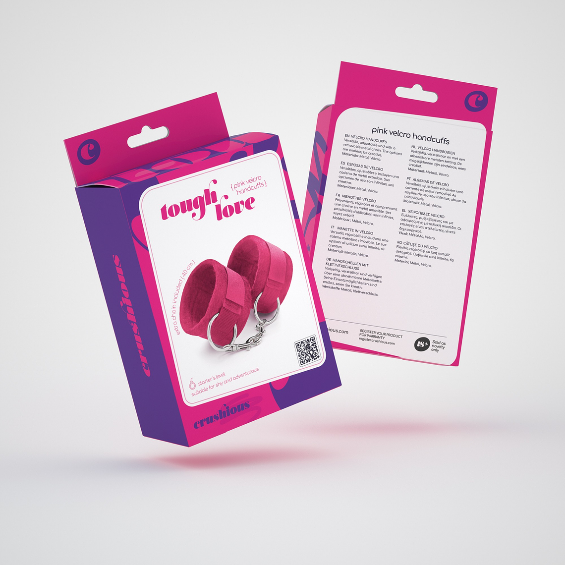 ALGEMAS DE VELCRO TOUGH LOVE COM CORRENTE DE 40CM EXTRA CRUSHIOUS ROSA 7