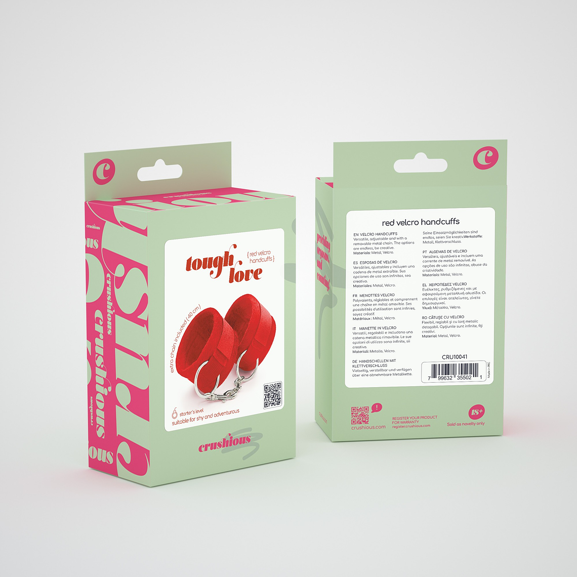 ALGEMAS DE VELCRO TOUGH LOVE COM CORRENTE DE 40CM EXTRA CRUSHIOUS VERMELHAS 6