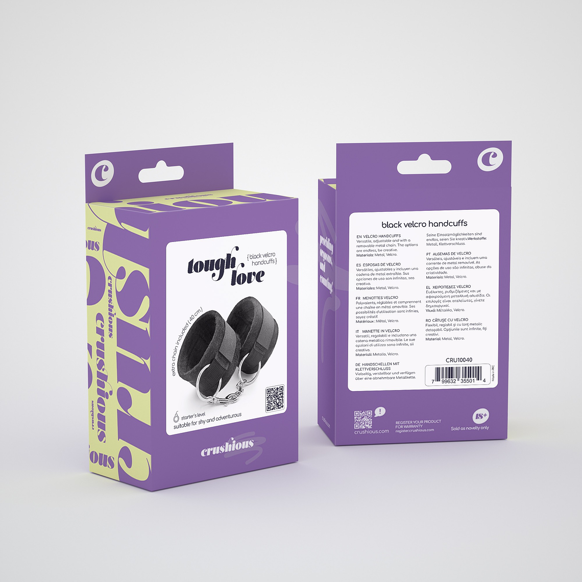 ALGEMAS DE VELCRO TOUGH LOVE COM CORRENTE DE 40CM EXTRA CRUSHIOUS PRETAS 7