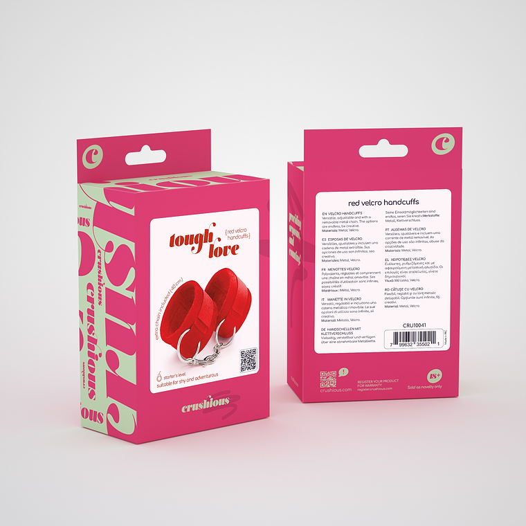 ALGEMAS DE VELCRO TOUGH LOVE COM CORRENTE DE 40CM EXTRA CRUSHIOUS VERMELHAS 7