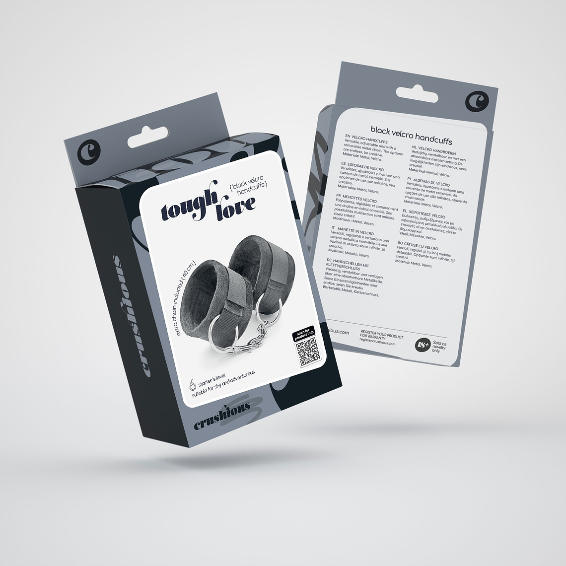 ALGEMAS DE VELCRO TOUGH LOVE COM CORRENTE DE 40CM EXTRA CRUSHIOUS PRETAS 9