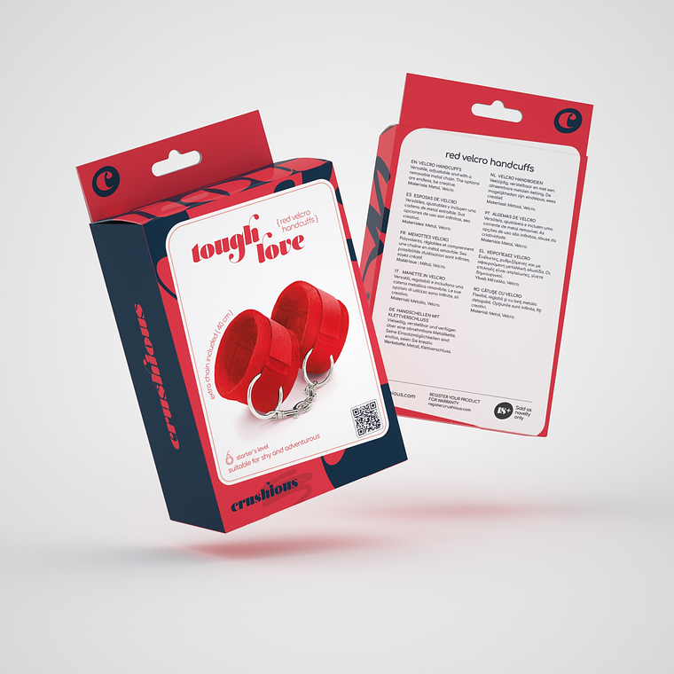 ALGEMAS DE VELCRO TOUGH LOVE COM CORRENTE DE 40CM EXTRA CRUSHIOUS VERMELHAS 8