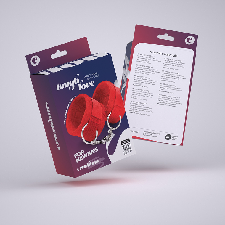 ALGEMAS DE VELCRO TOUGH LOVE COM CORRENTE DE 40CM EXTRA CRUSHIOUS VERMELHAS 9