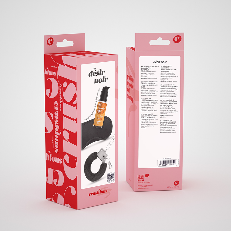 DÉSIR NOIR CONJUNTO DE ALGEMAS + VENDA ACETINADA E LUBRIFICANTE COM EFEITO CALOR CRUSHIOUS 8