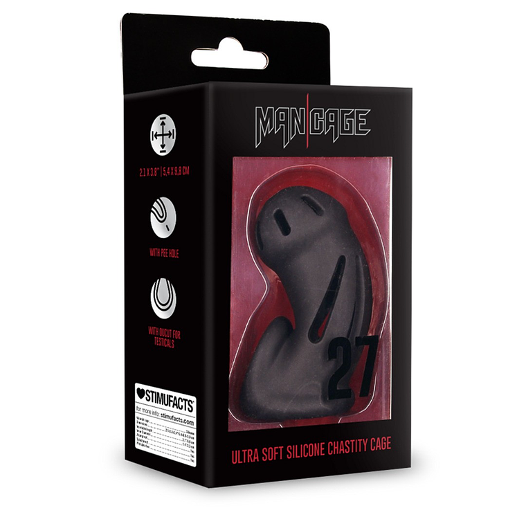 JAULA MODEL 27 ULTRA SOFT SILICONE CHASTITY PRETO MANCAGE 2