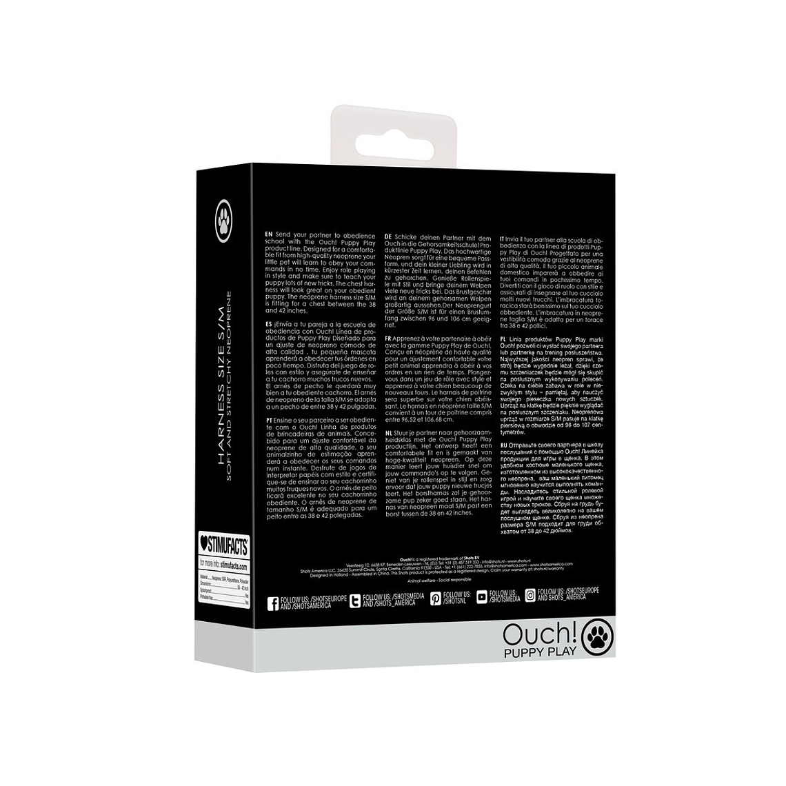 ARNÊS EM NEOPRENE S/M PRETO OUCH! 3