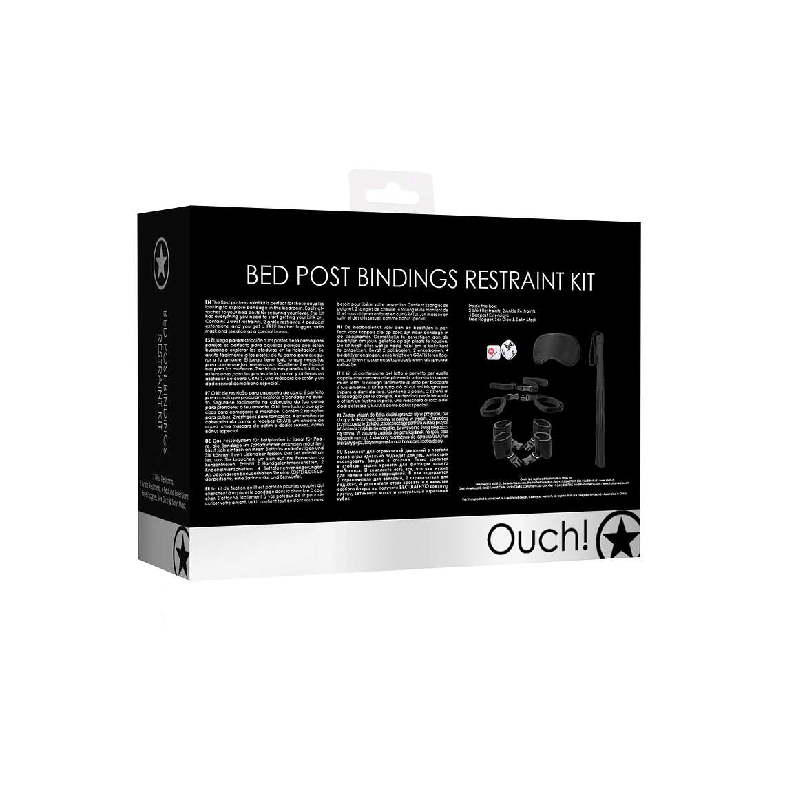 KIT DE RESTRIÇÃO BED POST BINDINGS RESTRAINT KIT OUCH! PRETO 4