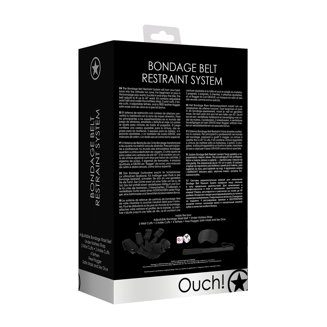 KIT DE RESTRIÇÃO BONDAGE BELT RESTRAINT SYSTEM OUCH! PRETO 4