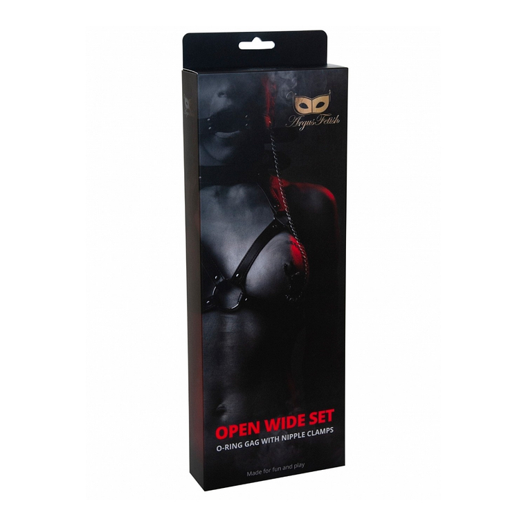 MORDAÇA COM ANEL E PINÇAS PARA MAMILOS OPEN WIDE SET ARGUS FETISH ARGUS TOYS 1